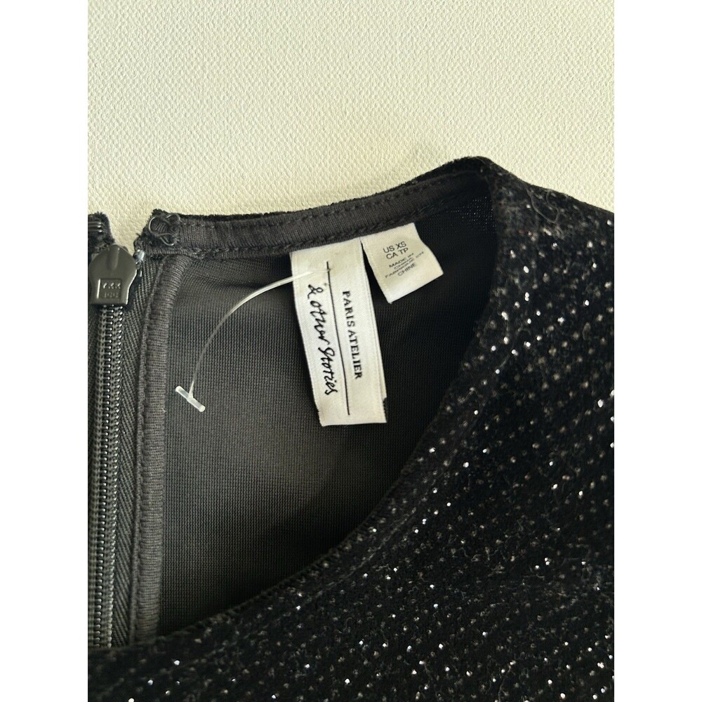 NWOT & Other Stories Cocktail Glitter Sparkle Velour LS Mini Dress Black Size XS - Picture 14 of 16